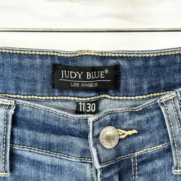 Judy BlueSize 11/30 Jeans Distressed Ripped Skinny Mid Rise Denim Grunge - Picture 3 of 3